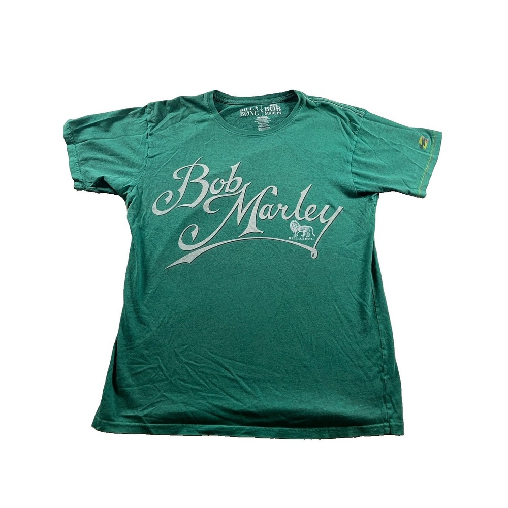 Billabong x Bob Marley Mens Green Cotton Blend Reggae T-Shirt Size M